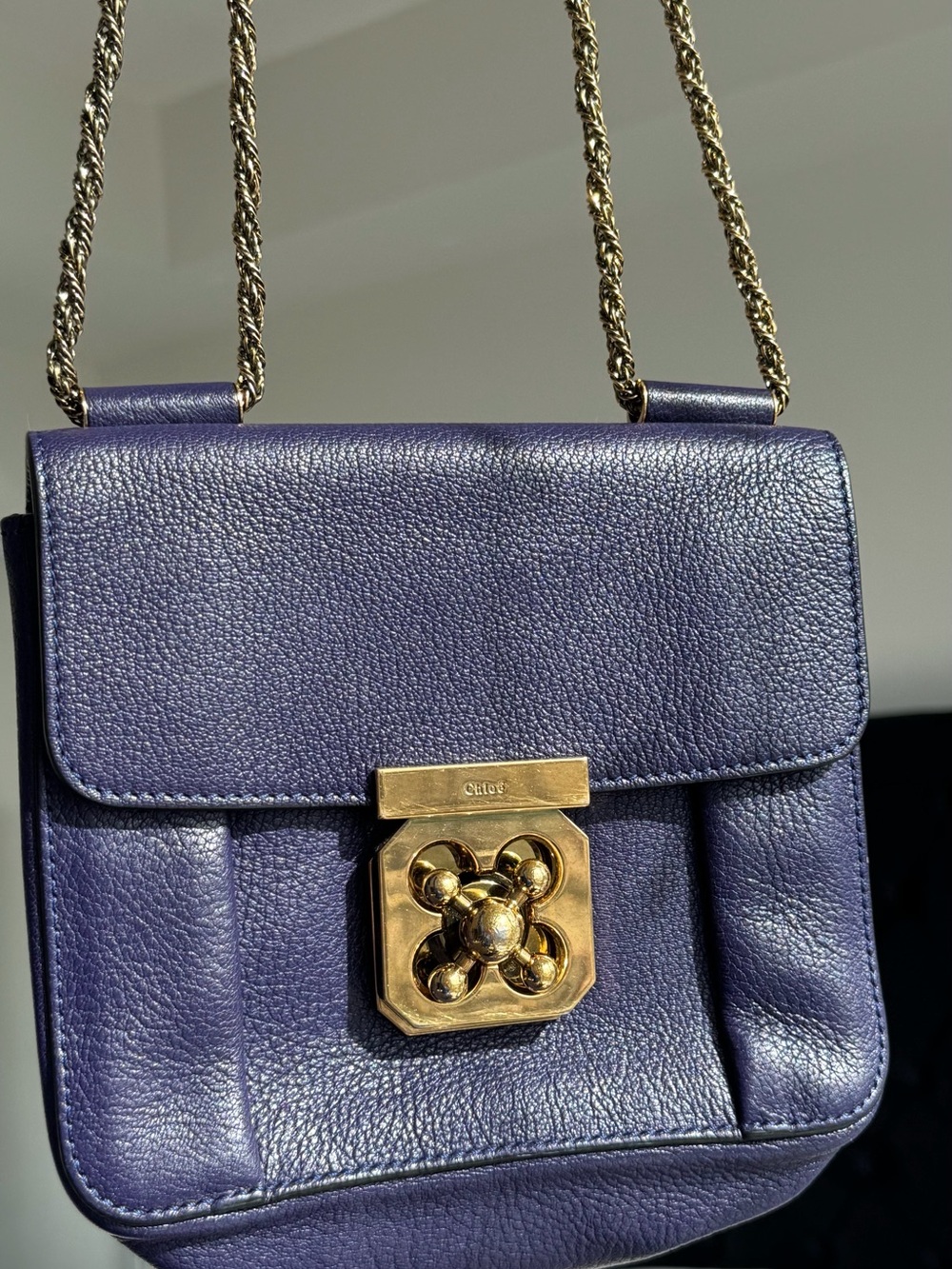 Authentic Chloe Small Purple Leather Bag with Gold Chain - Picture 2 of 15